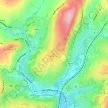 Carte topographique Lark Hill, altitude, relief