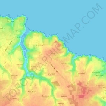 Carte topographique Kerzo, altitude, relief