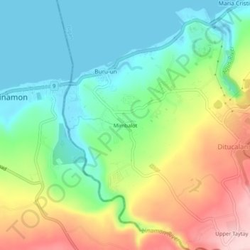 Carte topographique Mimbalot, altitude, relief