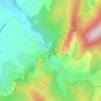 Carte topographique Combe d'Oyans, altitude, relief