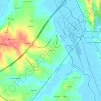 Carte topographique Calvete, altitude, relief