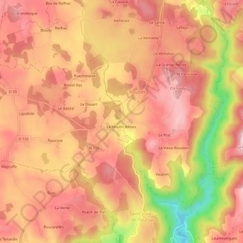 Carte topographique Passevite, altitude, relief