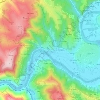 Carte topographique Le Four Haut, altitude, relief