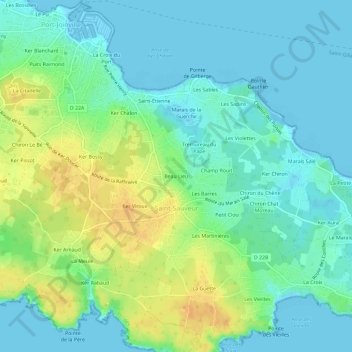 Carte topographique Beau Lieu, altitude, relief