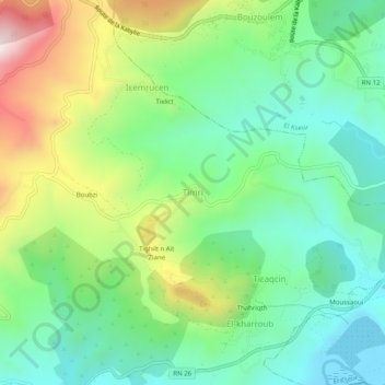Carte topographique Timri, altitude, relief
