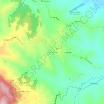 Carte topographique Marcellano, altitude, relief