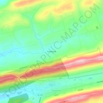 Carte topographique Farnsworth, altitude, relief