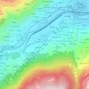 Carte topographique Les Adam, altitude, relief