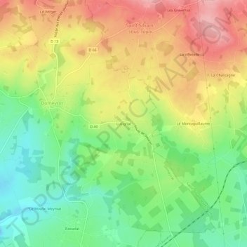 Carte topographique Lusignat, altitude, relief