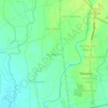 Carte topographique San Agustin, altitude, relief