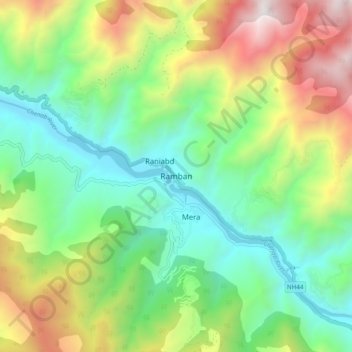 Carte topographique Ramban, altitude, relief