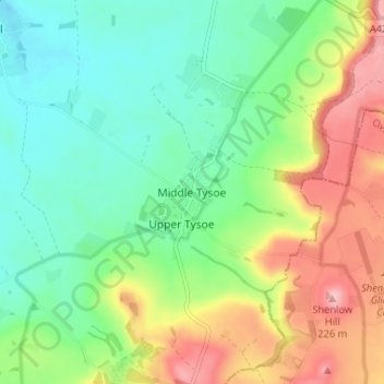 Carte topographique Middle Tysoe, altitude, relief