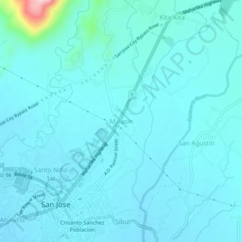 Carte topographique Malasin, altitude, relief