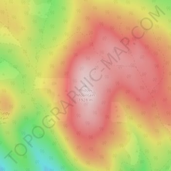 Carte topographique Widow Mountain, altitude, relief