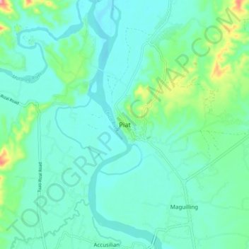 Carte topographique Piat, altitude, relief