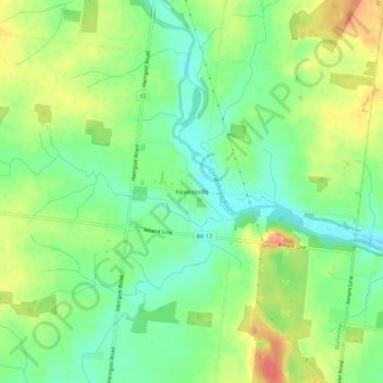 Carte topographique Hawkesville, altitude, relief