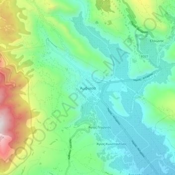 Carte topographique Amfissa, altitude, relief