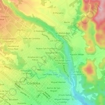 Carte topographique Toxpan Indeco, altitude, relief