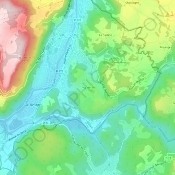 Carte topographique Puy Morel, altitude, relief