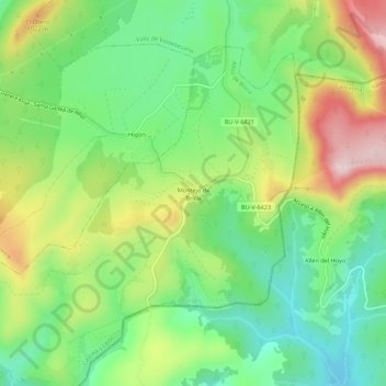 Carte topographique Montejo de Bricia, altitude, relief