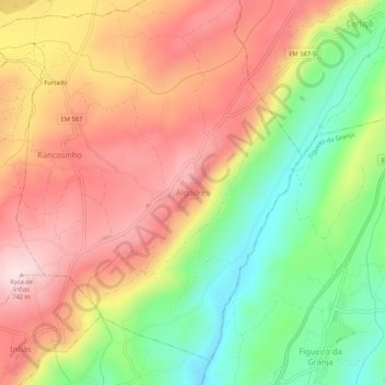 Carte topographique Algodres, altitude, relief