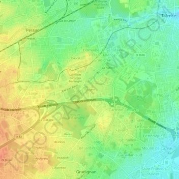 Carte topographique Faugère, altitude, relief