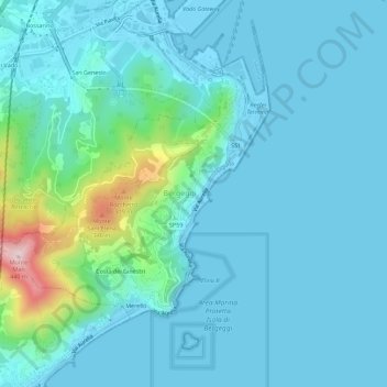 Carte topographique Custo, altitude, relief