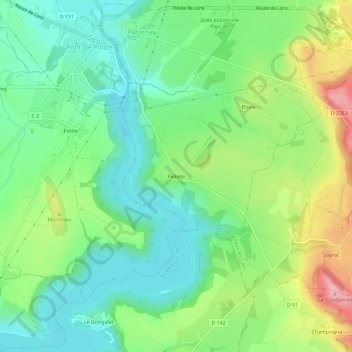 Carte topographique Piételle, altitude, relief