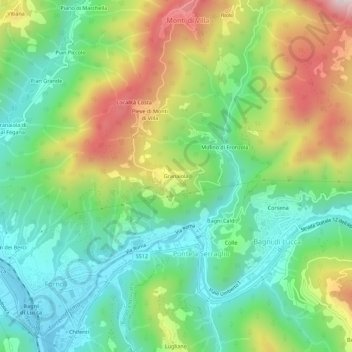 Carte topographique Granaiola, altitude, relief