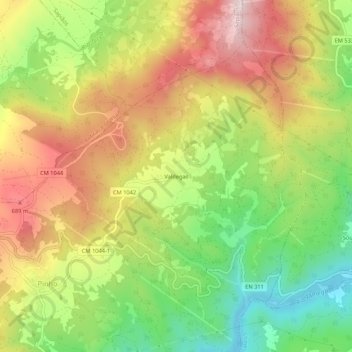 Carte topographique Valdegas, altitude, relief