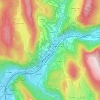 Carte topographique La Gadinière, altitude, relief