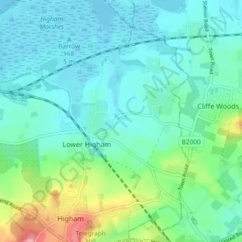 Carte topographique Gore Green, altitude, relief