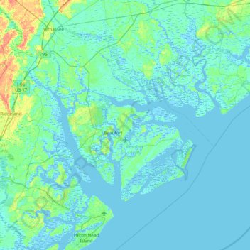 Carte topographique Ladys Island, altitude, relief