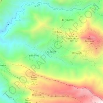 Carte topographique La Solana, altitude, relief