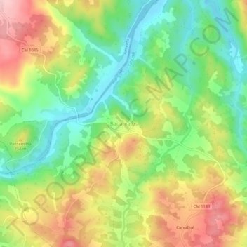 Carte topographique Badamalos, altitude, relief