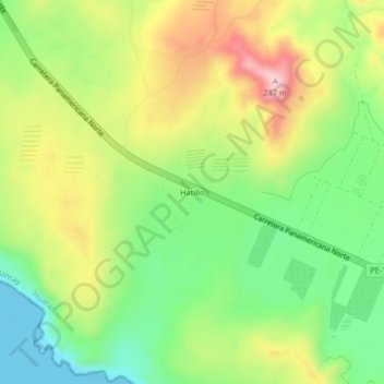 Carte topographique Hatillo, altitude, relief