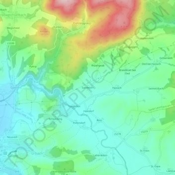 Carte topographique Sandeben, altitude, relief