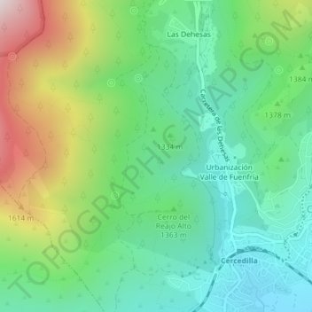 Carte topographique Los Helechos, altitude, relief