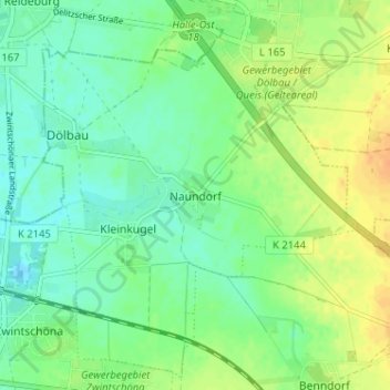 Carte topographique Naundorf, altitude, relief