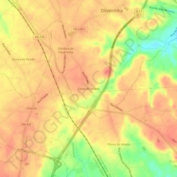 Carte topographique Costa do Valado, altitude, relief