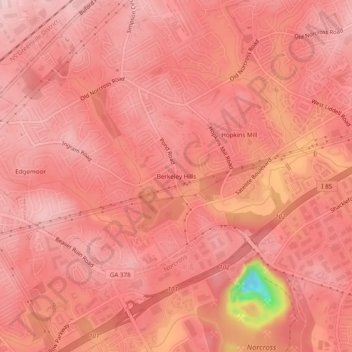 Carte topographique Berkeley Hills, altitude, relief