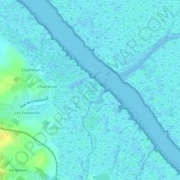 Carte topographique Chatressac-Chaillevette, altitude, relief