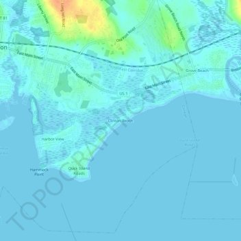 Carte topographique Clinton Beach, altitude, relief