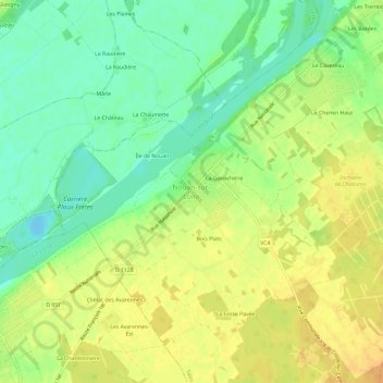 Carte topographique Nouan-sur-Loire, altitude, relief