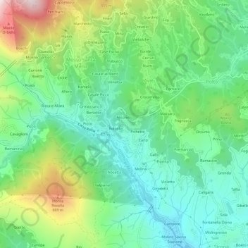 Carte topographique Bose, altitude, relief