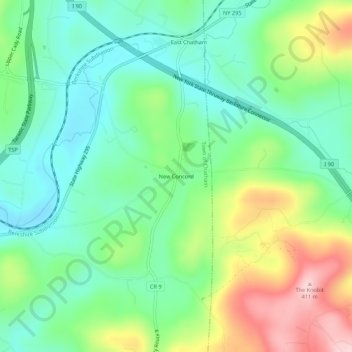 Carte topographique New Concord, altitude, relief