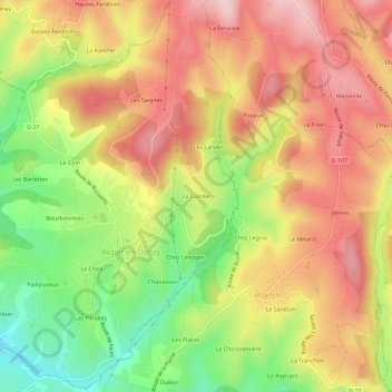 Carte topographique La Combe, altitude, relief
