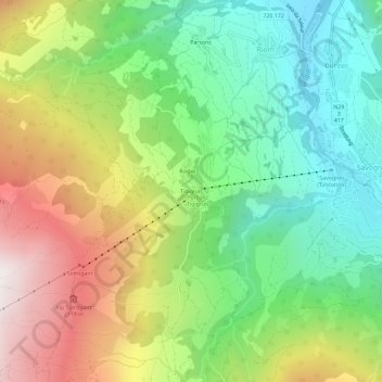 Carte topographique Tigignas, altitude, relief