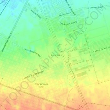 Carte topographique Sector 64, altitude, relief
