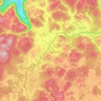 Carte topographique Engstingen, altitude, relief
